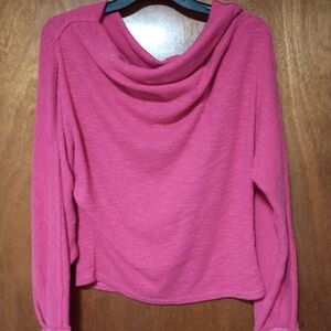 We The Free Coral Cowl Neck Top